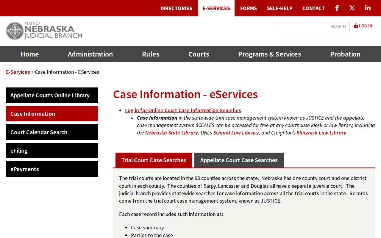 Washington County court docket case information access choices
