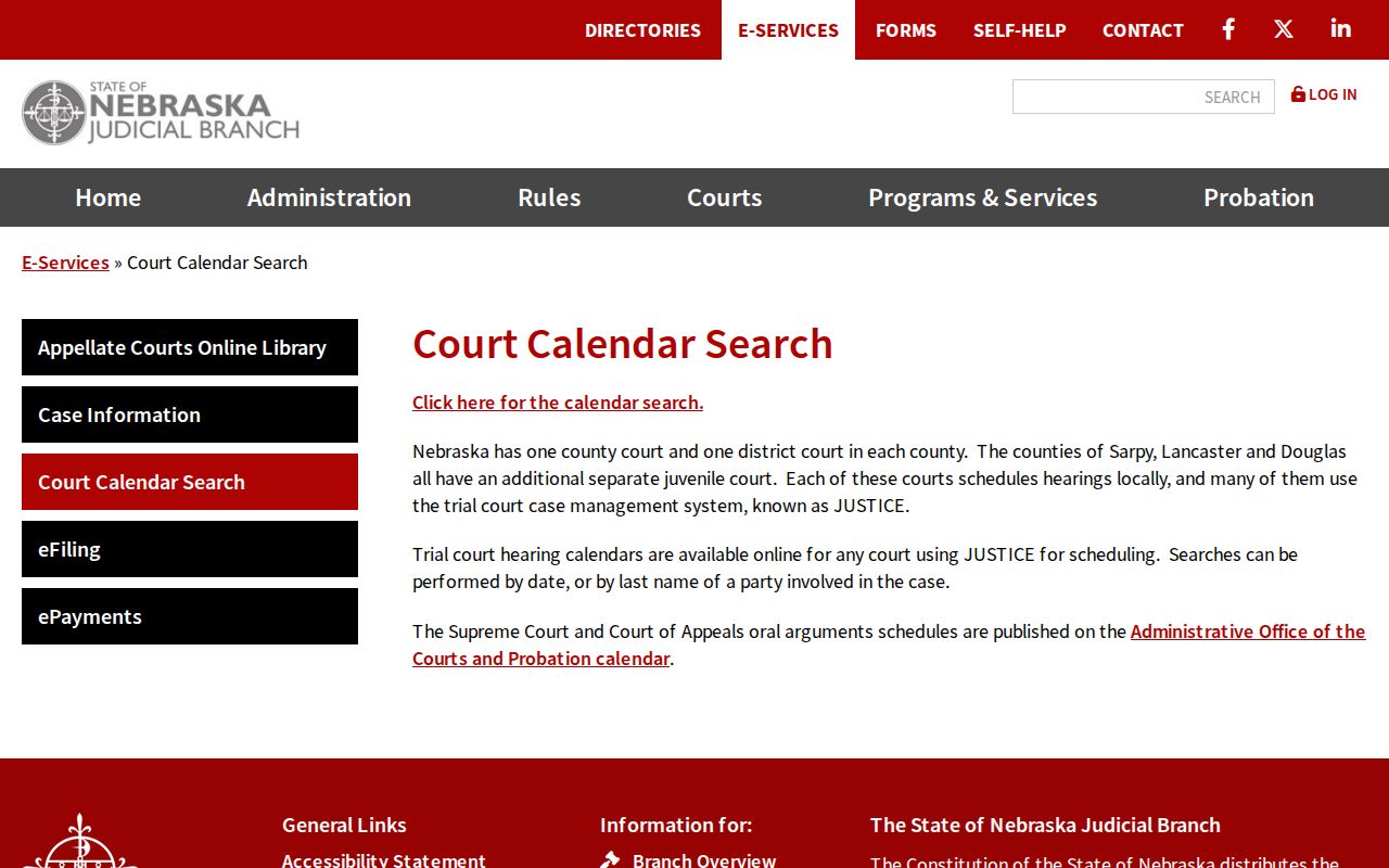 Washington County court docket official calendar service overview