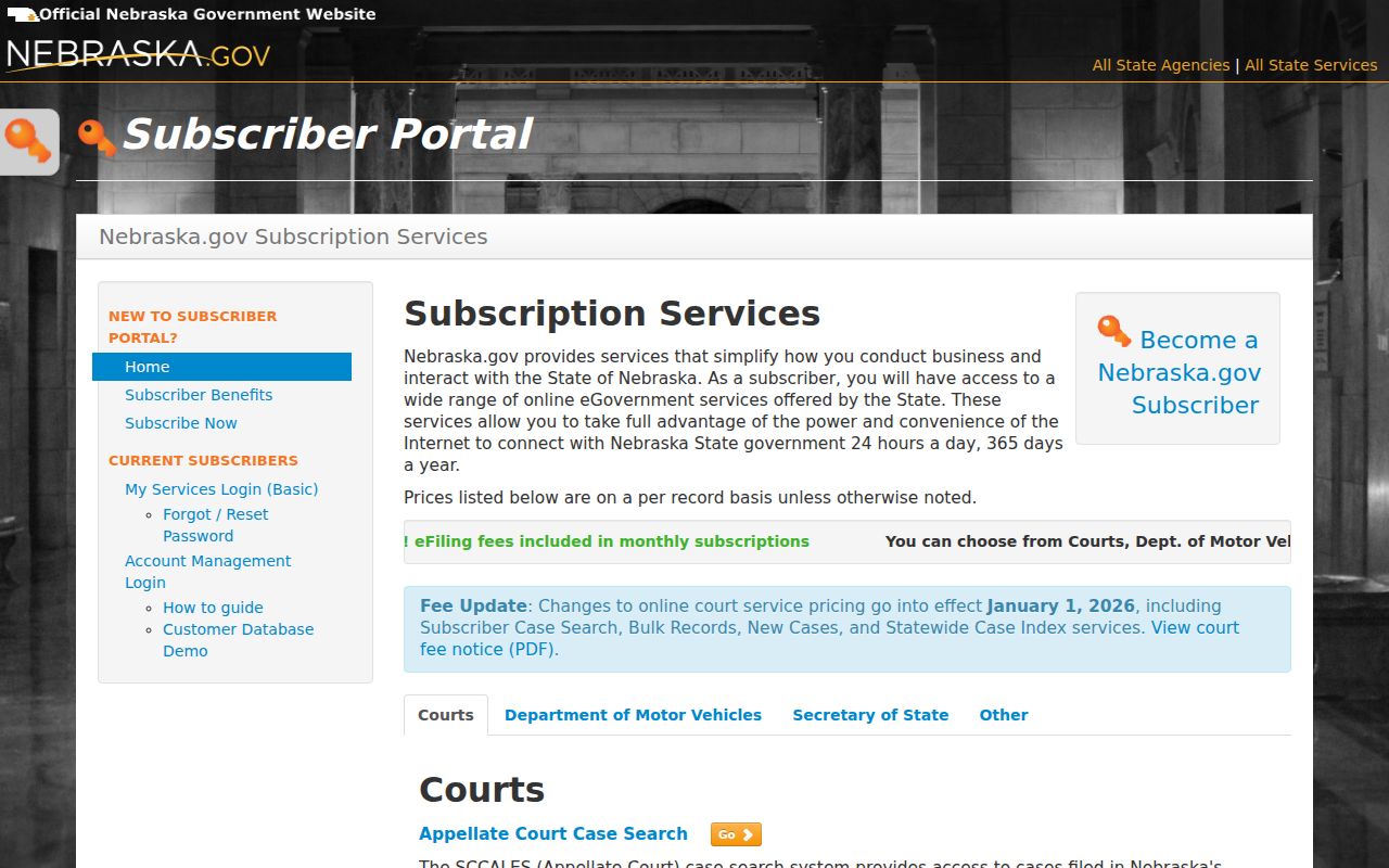 Washington County court docket subscriber search pricing page