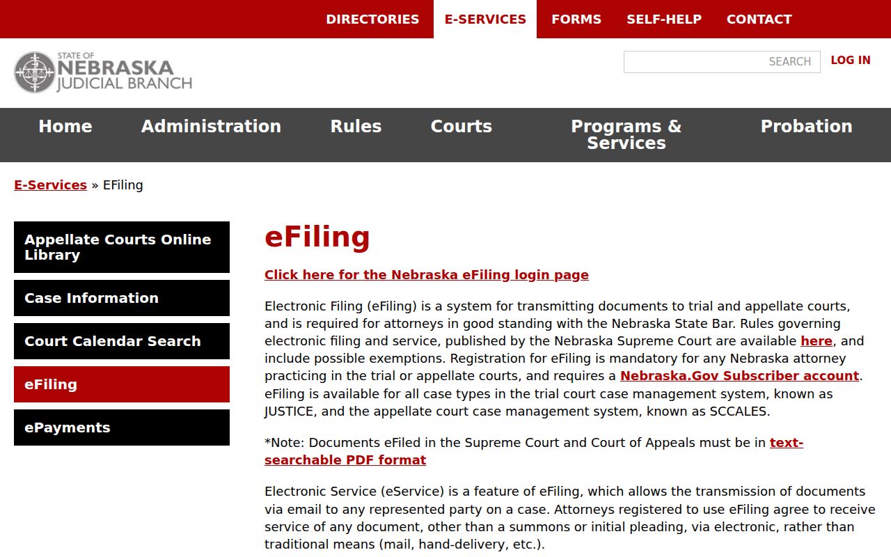 Washington County court docket Nebraska eFiling service overview